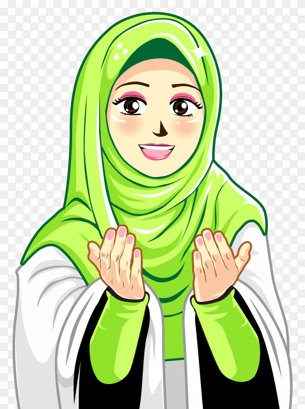 Mulism girl with hijab on transparent background PNG