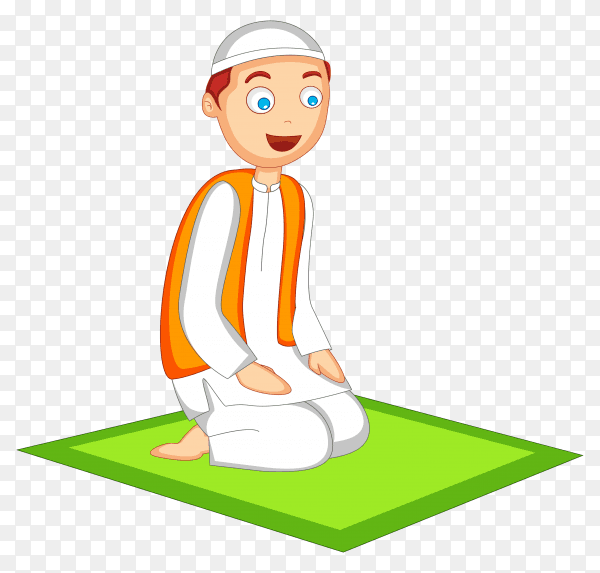 Muslim man praying to god on transparent background PNG