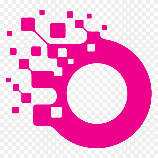 O initial digital logo on transparent background PNG