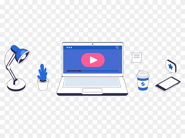 Online courses concept illustration on transparent background PNG