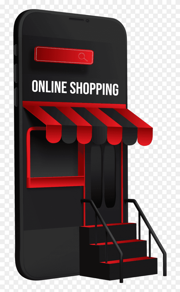 Online shopping design on transparent background PNG