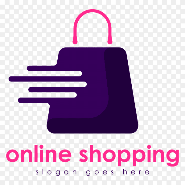 Online shopping logo template on transparent background PNG