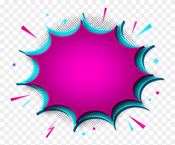 Pink Empty boom comic text speech bubble on transparent PNG