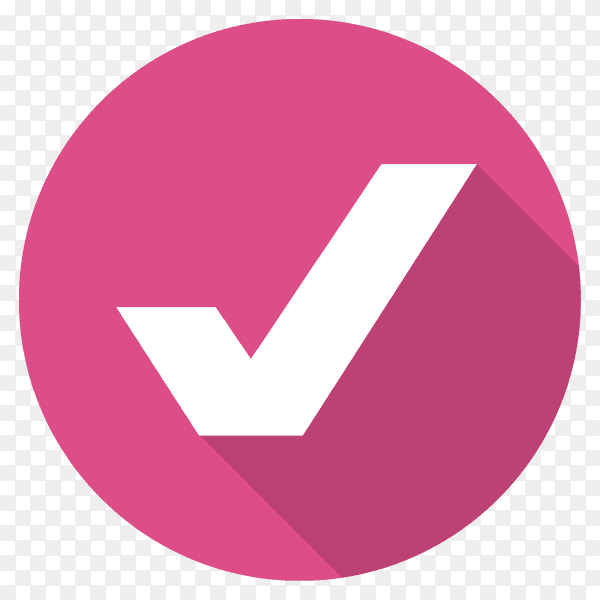 Pink correct icon design on transparent background PNG