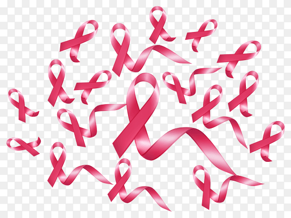 Pink ribbons breast cancer awareness on transparent background PNG