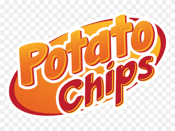 Potato chips Lettering poster design on transparent background PNG