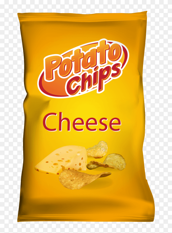 Potato chips with chesse flavor on transparent background PNG