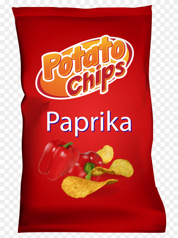 Potato chips with paprika flavor on transparent background PNG
