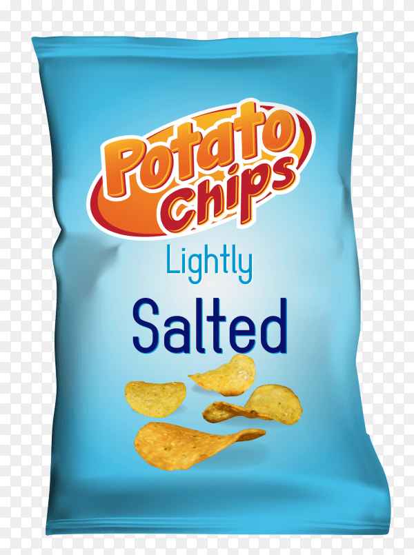 Potato chips with salted flavor on transparent background PNG