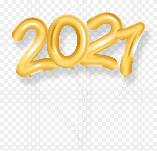 Realistic Golden new year 2021 on transparent background PNG