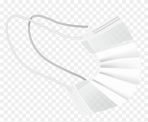 Realistic White medical mask on transparent background PNG