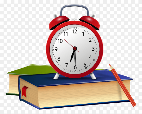 Red alarm with books on transparent background PNG