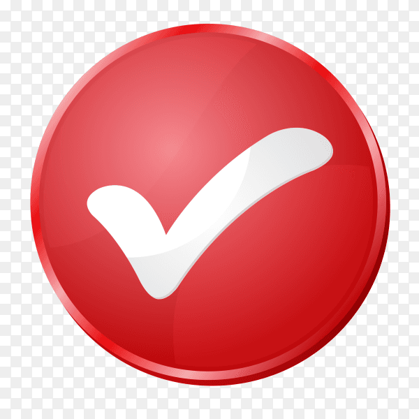 Red correct icon on transparent background PNG