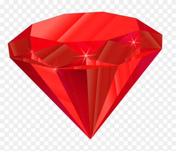 Red diamond isolated premium vector PNG