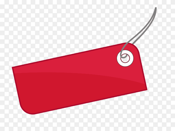Red empty label on transparent background PNG