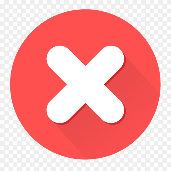 Red incorrect icon button on transparent background PNG