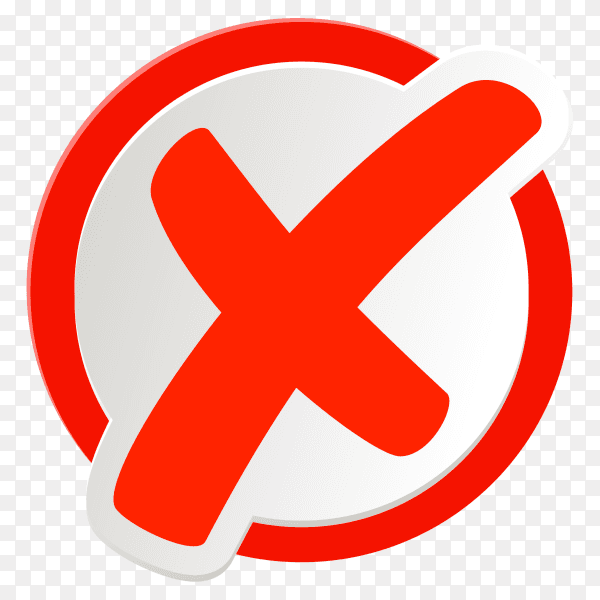 Red incorrect icon in circle on transparent background PNG
