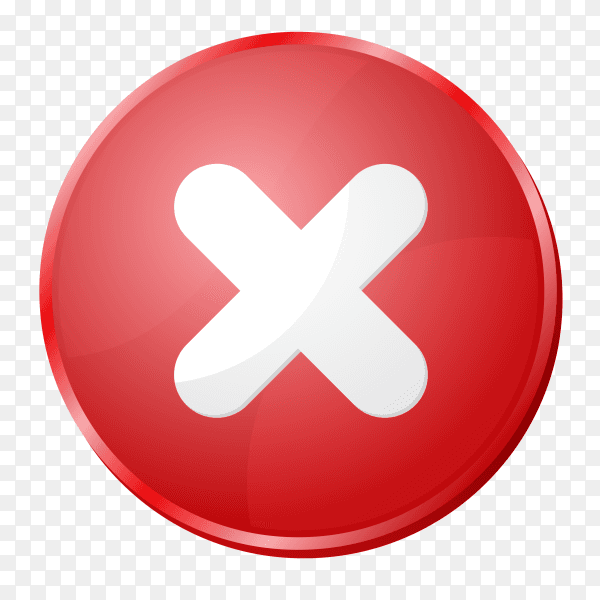 Red incorrect icon on transparent background PNG