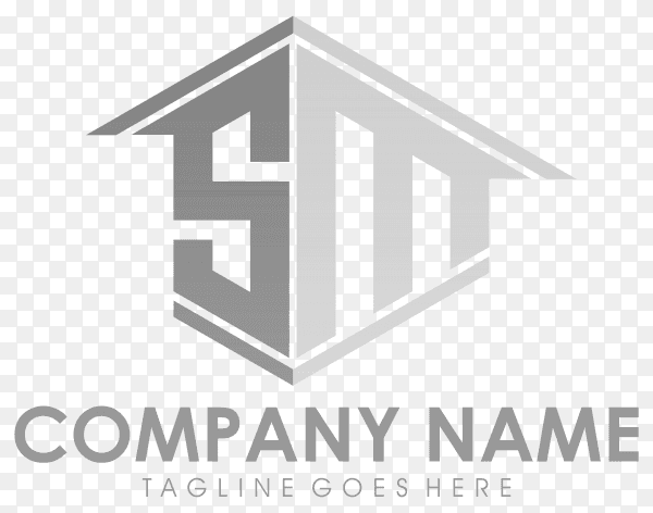 SM Company name lettering logo design on transparent background PNG