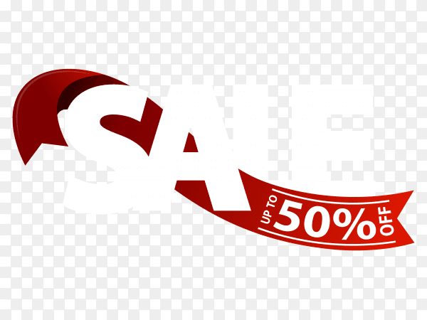 Sale and discount banner design on transparent background PNG