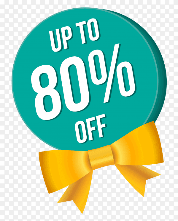 Sale and discount banner with yellow bow on transparnt background PNG