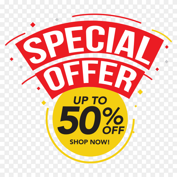 Sale special offer banner design on transparent background PNG