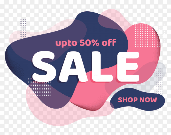 Sale template banner design with 50 discount offer on transparent background PNG