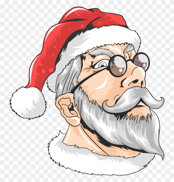 Santa claus wearing sunglasses on transparent background PNG