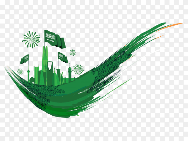 Saudi national day design on transparent background PNG
