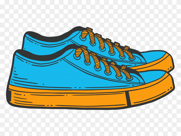 Sneakers blue shoes premium vector PNG