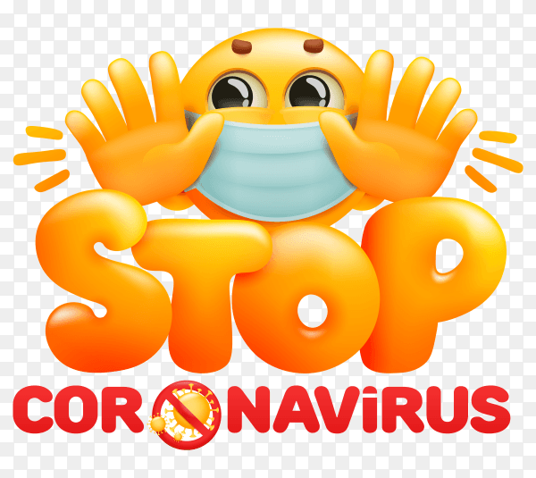 Stop coronavirus 2019-ncov awareness lettering phrase on transparent PNG
