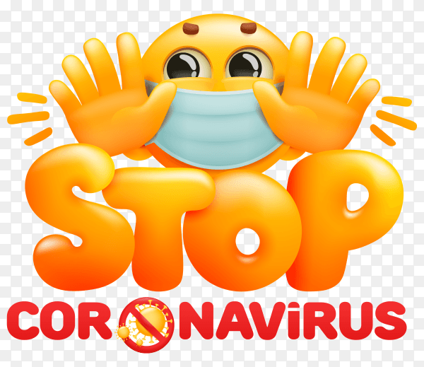 Stop coronavirus 2019-ncov awareness lettering phrase on transparent background PNG