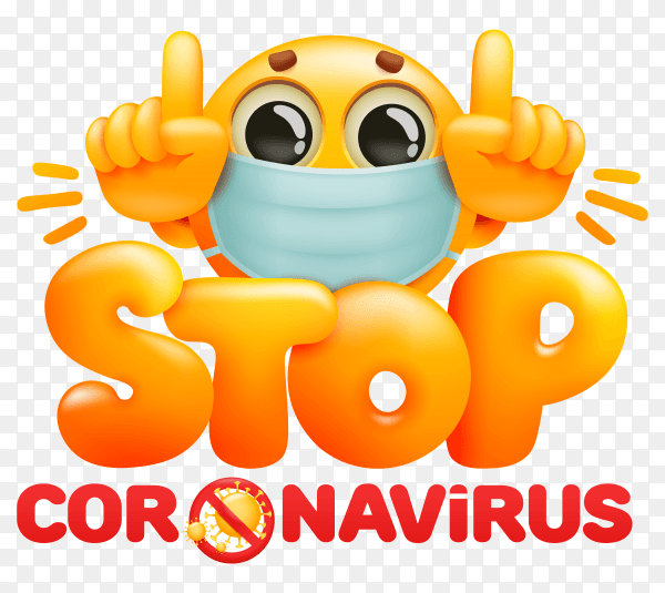 Stop coronavirus 2019-ncov awareness lettering phrase on transparent background PNG