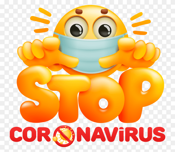 Stop coronavirus 2019-ncov awareness title premium vector PNG