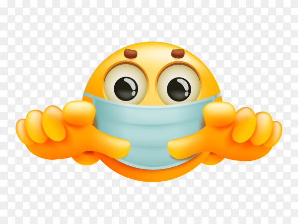 Stop coronavirus emoji with mask on transparent background PNG
