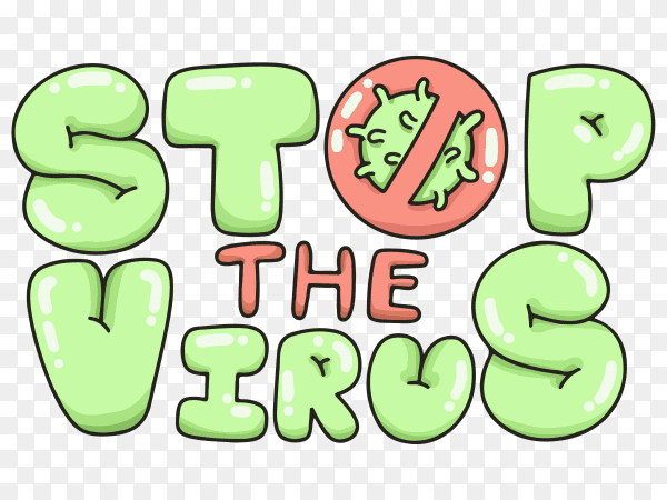 Stop virus coronavirus typography on transparent background PNG