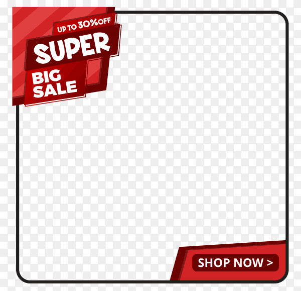 Super big sale banner design on transparent background PNG
