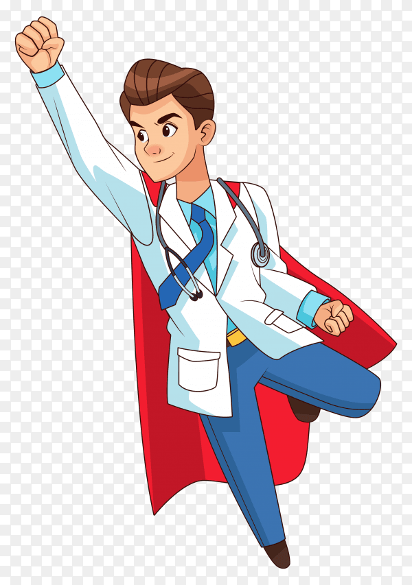 Super doctor flying Illustration transparent background PNG