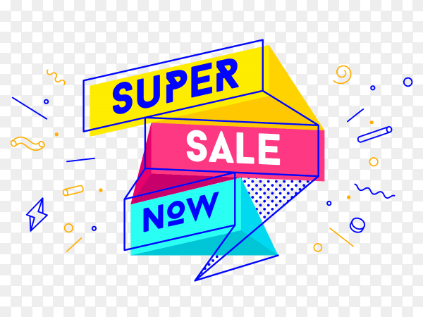 Super sale banner design on transparent background PNG