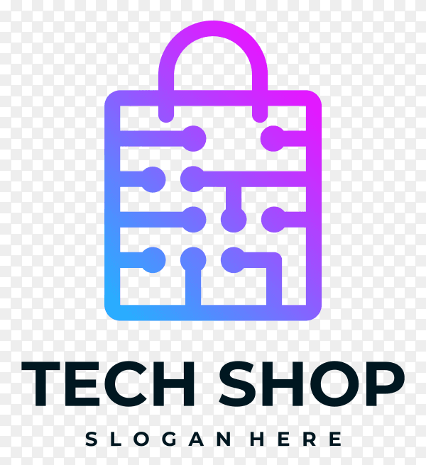 Tech shop logo design premium vector PNG