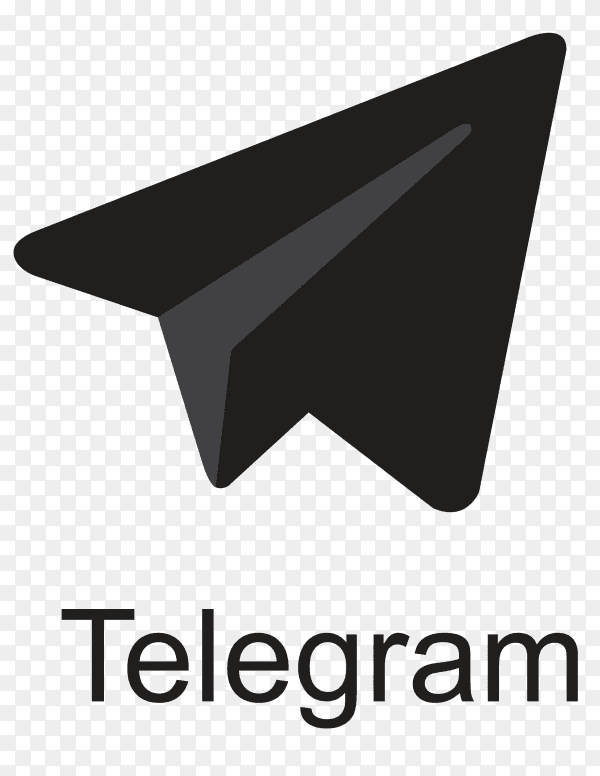 Telegram icon design with black color on transparent background PNG