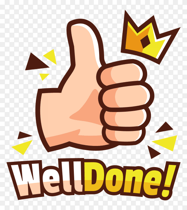 Thumbs up hand with crown illustration on transparent background PNG