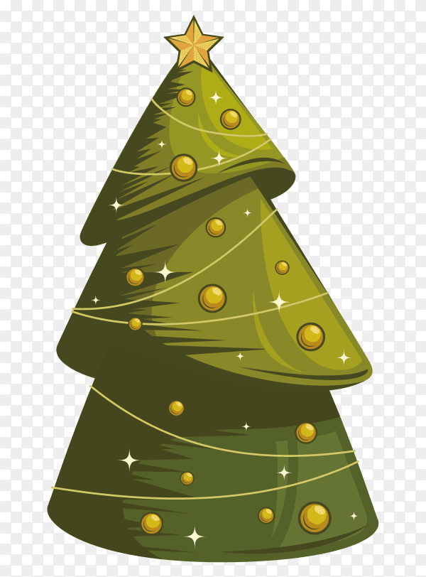 Vintage christmas tree on transparent background PNG