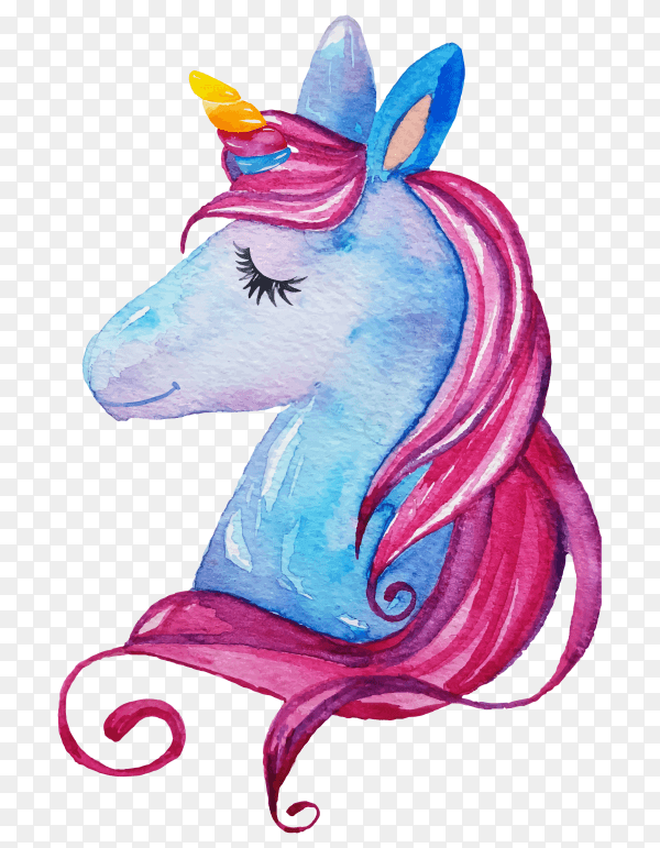 Watercolor painting dreamy unicorn premium vector PNG