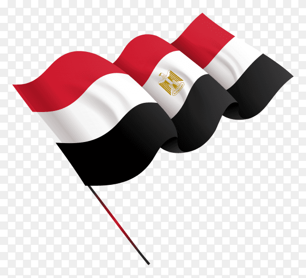 Waving egypt flag in flat design on transparent PNG