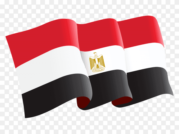 Waving egypt flag in flat design on transparent background PNG