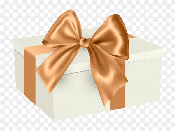White gift box with ribbon illustration premium vector PNG