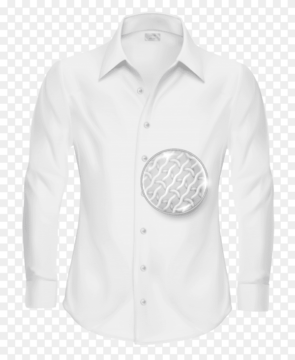 White shirt with magnifying glass on transparent background PNG
