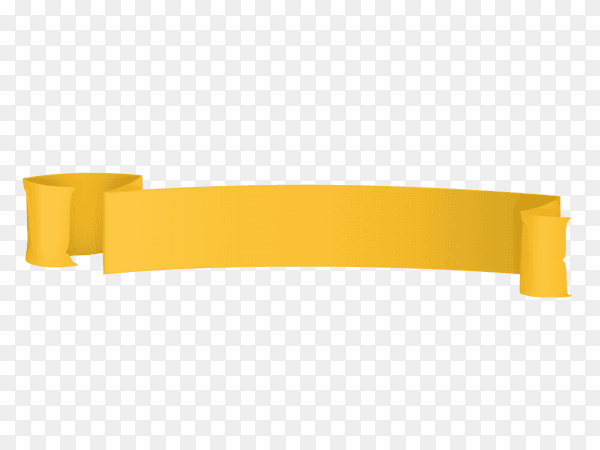 Yellow banner with Ribbon on transparent PNG