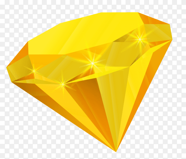 Yellow diamond illustration on transparent background PNG